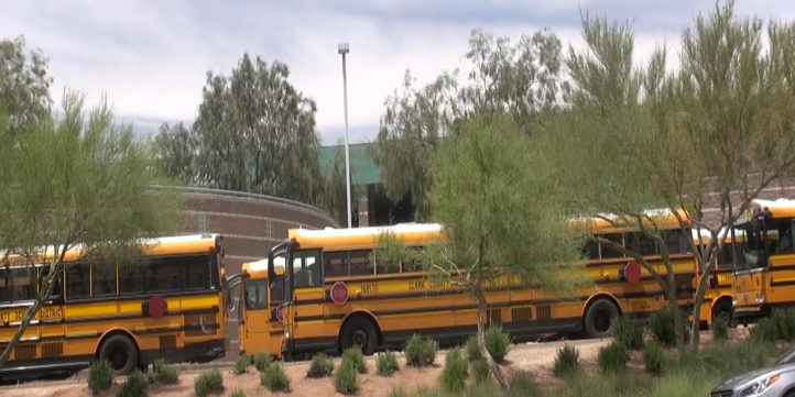 School Buses Lined up at school