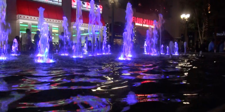 colored lights and water