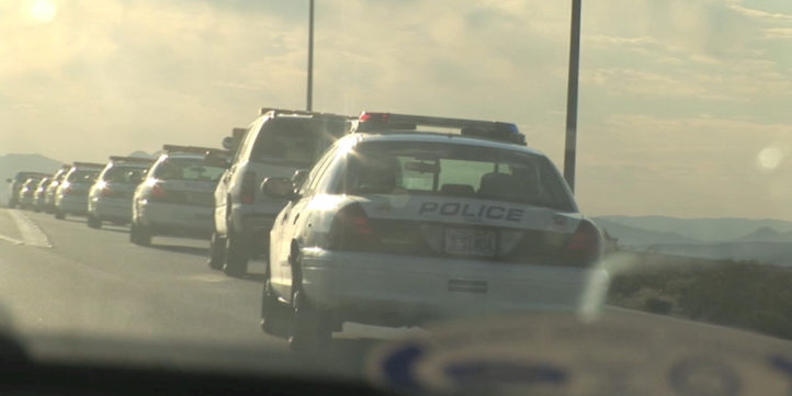 police convoy on highway