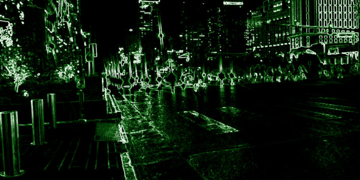 Slo-mo Green Glow View Of People Walking