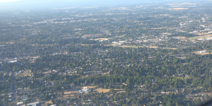 Portland Oregon Seen From Plane